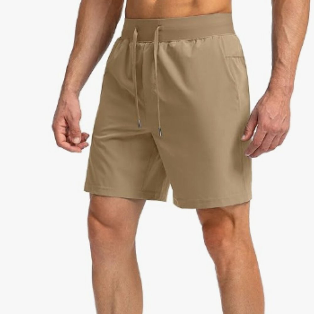 Soothfeel - Mens Running Shorts, size X-large US mens, color tan.